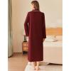 Ekouaer Zipper Robes for Women Long Waffle Knit Bathrobe Lightweight Long Sleeves Robe Soft Sleepwear with Pockets S-XXL(Wine Red)