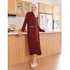 Ekouaer Zipper Robes for Women Long Waffle Knit Bathrobe Lightweight Long Sleeves Robe Soft Sleepwear with Pockets S-XXL(Wine Red)