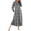 Ekouaer Nightgowns for Women Long Sleeve Sleepshirt Button Nightshirt Plaid Full Length Sleepwear with Pockets S-XXXL(Black Plaid)