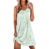 Ekouaer Nightgowns for Women Sleeveless Sleep Shirt Tank Night Gown V Neck Chemise Pleated Night Shirt Soft Sleep Dress(Floral Light Green)