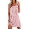 Ekouaer Nightgowns for Women Sleeveless Sleep Shirt Tank Night Gown V Neck Chemise Pleated Night Shirt Soft Sleep Dress(Floral Pink)