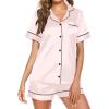 Ekouaer Pajamas for Women Set Silk Satin Pjs Button Down Sleepwear Summer Loungewear Top and Shorts Lounge Set S-XXL(Champagne)