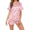 Ekouaer Pajamas for Women Set Silk Satin Pjs Button Down Sleepwear Summer Loungewear Top and Shorts Lounge Set S-XXL(Christmas Gingerbread Man)