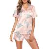 Ekouaer Pajamas for Women Set Silk Satin Pjs Button Down Sleepwear Summer Loungewear Top and Shorts Lounge Set S-XXL(White Crane)