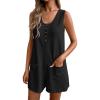 Ekouaer Rompers for Women Summer Shorts Loose Jumpsuit Waffle Casual 2026 Beach Outfits Vacation Clothes(Black)
