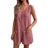 Ekouaer Rompers for Women Summer Shorts Loose Jumpsuit Waffle Casual 2026 Beach Outfits Vacation Clothes(Cassis)