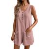 Ekouaer Rompers for Women Summer Shorts Loose Jumpsuit Waffle Casual 2026 Beach Outfits Vacation Clothes(Dirty Pink)