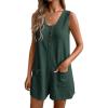 Ekouaer Rompers for Women Summer Shorts Loose Jumpsuit Waffle Casual 2026 Beach Outfits Vacation Clothes(Green)