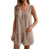 Ekouaer Rompers for Women Summer Shorts Loose Jumpsuit Waffle Casual 2026 Beach Outfits Vacation Clothes(Khaki)