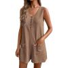 Ekouaer Rompers for Women Summer Shorts Loose Jumpsuit Waffle Casual 2026 Beach Outfits Vacation Clothes(Light Coffee)