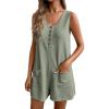 Ekouaer Rompers for Women Summer Shorts Loose Jumpsuit Waffle Casual 2026 Beach Outfits Vacation Clothes(Mint Green)