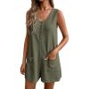 Ekouaer Rompers for Women Summer Shorts Loose Jumpsuit Waffle Casual 2026 Beach Outfits Vacation Clothes(Olive)