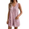 Ekouaer Rompers for Women Summer Shorts Loose Jumpsuit Waffle Casual 2026 Beach Outfits Vacation Clothes(Pink)