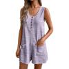 Ekouaer Rompers for Women Summer Shorts Loose Jumpsuit Waffle Casual 2026 Beach Outfits Vacation Clothes(Purple)