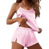 Ekouaer Silk Pajamas Set for Women Satin Lingerie Pjs Cami Top and Shorts Soft 2 Piece Nightwear(Misty Rose)