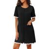 Ekouaer Women Zip Up Robe Lightweight Housecoats with Pockets Knee Length Short Bathrobes Soft Nightgown S-3XL(Black)