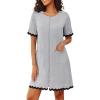 Ekouaer Women Zip Up Robe Lightweight Housecoats with Pockets Knee Length Short Bathrobes Soft Nightgown S-3XL(Light Gray)