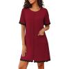 Ekouaer Women Zip Up Robe Lightweight Housecoats with Pockets Knee Length Short Bathrobes Soft Nightgown S-3XL(Red)