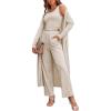 Ekouaer Women’s 3 Piece Lounge Set Pajama Long Sleeve Cardigan Sleeveless Top Pants Sweatsuit S-XXL(Cream)