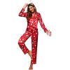 Ekouaer Women’s Classic Button Down Long Satin Silk Pajama Set(Red Chirstmas Pattern)