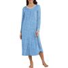 Ekouaer Women’s Long Sleeve Nightgown Long Sleepshirt Henley Nightgowns Full Length Sleep Dress with Pockets S-3XL(Blue Flower)