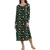 Ekouaer Women’s Long Sleeve Nightgown Long Sleepshirt Henley Nightgowns Full Length Sleep Dress with Pockets S-3XL(Christmas Green)