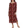 Ekouaer Women’s Long Sleeve Nightgown Long Sleepshirt Henley Nightgowns Full Length Sleep Dress with Pockets S-3XL(Christmas Red)