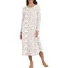 Ekouaer Women’s Long Sleeve Nightgown Long Sleepshirt Henley Nightgowns Full Length Sleep Dress with Pockets S-3XL(Pink Flower)