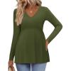 Ekouaer Women’s Maternity Shirts Long Sleeve Pregnancy Tops for Women V Neck Tunic Blouses Clothes(Army Green)