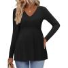 Ekouaer Women’s Maternity Shirts Long Sleeve Pregnancy Tops for Women V Neck Tunic Blouses Clothes(Black)