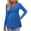 Ekouaer Women’s Maternity Shirts Long Sleeve Pregnancy Tops for Women V Neck Tunic Blouses Clothes(Blue)
