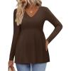 Ekouaer Women’s Maternity Shirts Long Sleeve Pregnancy Tops for Women V Neck Tunic Blouses Clothes(Brown)
