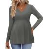 Ekouaer Women’s Maternity Shirts Long Sleeve Pregnancy Tops for Women V Neck Tunic Blouses Clothes(Dark Grey)