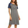 Ekouaer Womens Nightgown Short Sleeve Night Dress Printed Sleepwear Soft Sleep Shirt S-3XL(01 Navy Blue)