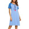 Ekouaer Womens Nightgown Short Sleeve Night Dress Printed Sleepwear Soft Sleep Shirt S-3XL(A-baby Blue-dog)