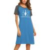 Ekouaer Womens Nightgown Short Sleeve Night Dress Printed Sleepwear Soft Sleep Shirt S-3XL(A-lake Blue-cat)