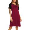 Ekouaer Womens Nightgown Short Sleeve Night Dress Printed Sleepwear Soft Sleep Shirt S-3XL(A-wine Red-meow)