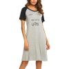 Ekouaer Womens Nightgown Short Sleeve Night Dress Printed Sleepwear Soft Sleep Shirt S-3XL(B-black-wake Me Up Later)