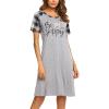 Ekouaer Womens Nightgown Short Sleeve Night Dress Printed Sleepwear Soft Sleep Shirt S-3XL(B-grey)