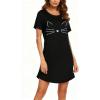 Ekouaer Womens Nightgown Short Sleeve Night Dress Printed Sleepwear Soft Sleep Shirt S-3XL(Black Cat)