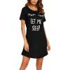 Ekouaer Womens Nightgown Short Sleeve Night Dress Printed Sleepwear Soft Sleep Shirt S-3XL(Black Sleep)