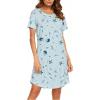 Ekouaer Womens Nightgown Short Sleeve Night Dress Printed Sleepwear Soft Sleep Shirt S-3XL(Blue Star)