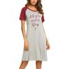 Ekouaer Womens Nightgown Short Sleeve Night Dress Printed Sleepwear Soft Sleep Shirt S-3XL(B-red)