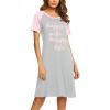 Ekouaer Womens Nightgown Short Sleeve Night Dress Printed Sleepwear Soft Sleep Shirt S-3XL(Pink Print)