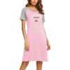 Ekouaer Womens Nightgown Short Sleeve Night Dress Printed Sleepwear Soft Sleep Shirt S-3XL(Pink Teddy Bear)