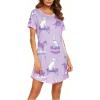 Ekouaer Womens Nightgown Short Sleeve Night Dress Printed Sleepwear Soft Sleep Shirt S-3XL(Purple Dog)