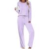 Ekouaer Womens Pajama Sets 2 Piece Sleepwear Soft Pajamas Long Sleeve Pjs Comfy Loungewear S-XXL(Lilac Dots)