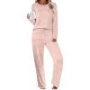 Ekouaer Womens Pajama Sets 2 Piece Sleepwear Soft Pajamas Long Sleeve Pjs Comfy Loungewear S-XXL(Pink Stripe)