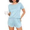 Ekouaer Womens Pajama Sets Short Sleeve Sleepwear Soft Pjs Sets Round Neck Summer 2 Piece Lounge Set with Pockets S-XXL(Sky Blue)