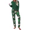 Ekouaer Womens Pajamas Set Long Sleeve Christmas PJ Sets Soft Lounge Set for Women Sleepwear Joggers with Pockets(Green)
